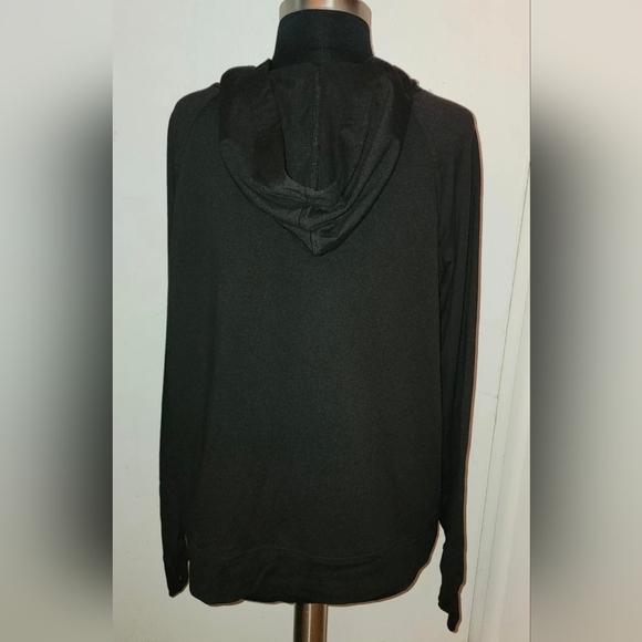 Athletic Works All Black FULL Zipper Hooded Sweatshirt/ Hoodie Jacket LARGE - Picture 6 of 9